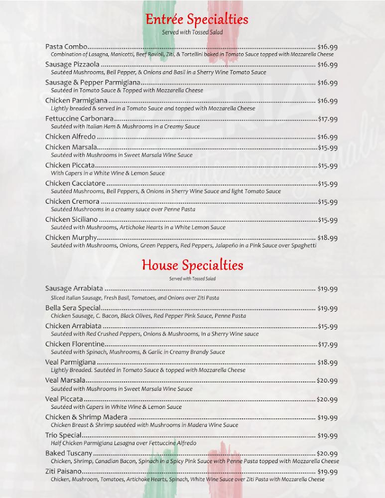 Bella Sera Schulenburg Menu image 2