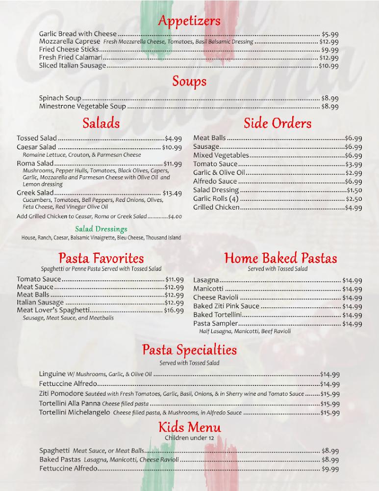 Bella Sera Schulenburg Menu image 3